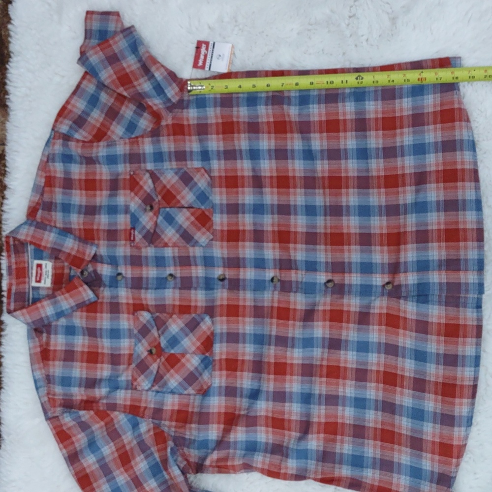 Wrangler, Size 2XL Vibrant Brown and Blue Checkered Shirt - Picture 11 of 17
